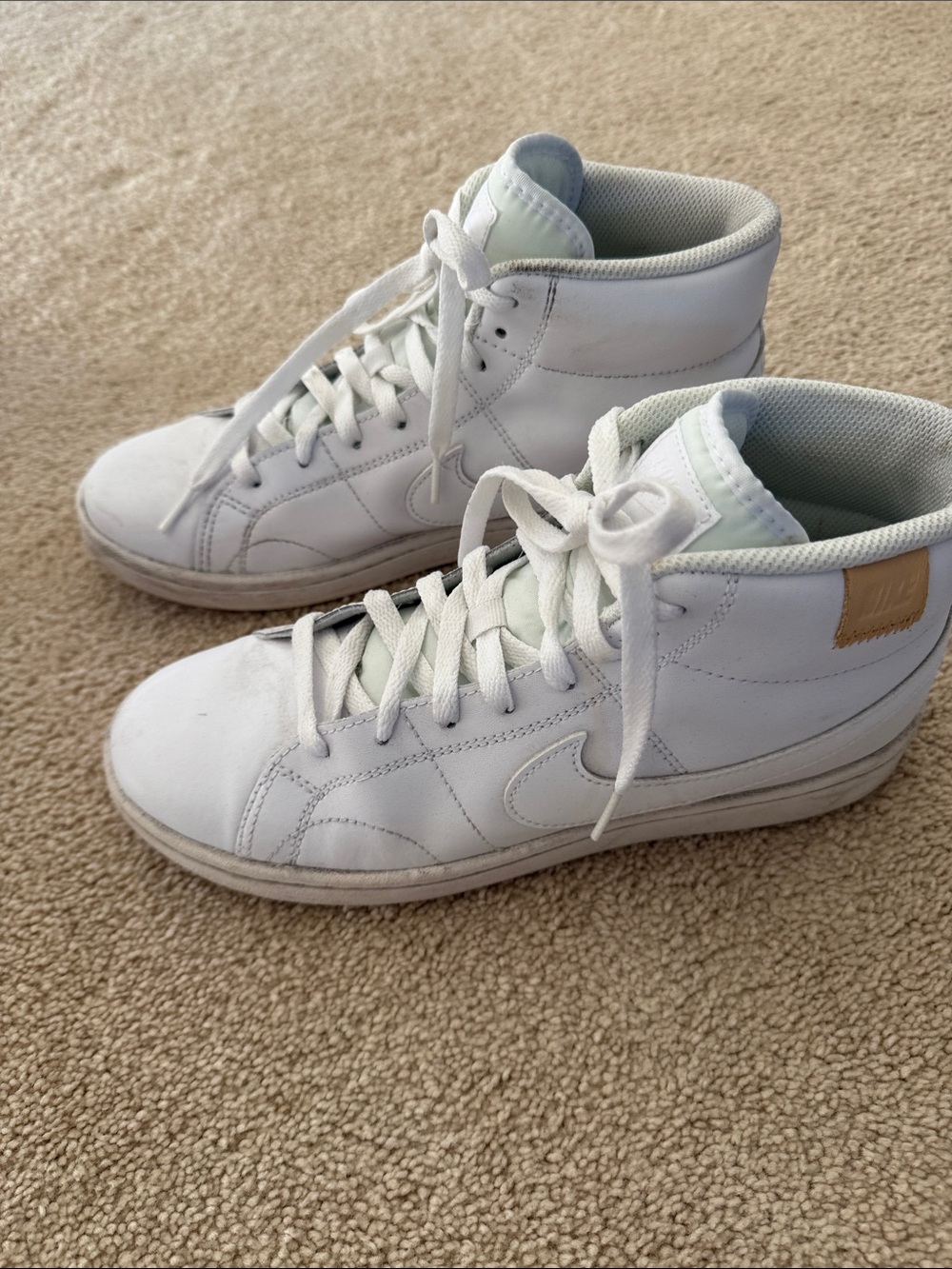 Nike White Leather High Tops Sneakers Size 9
